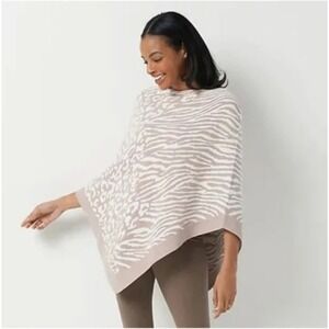 Barefoot Dreams CozyChic Ultra Lite Ocean Breeze Poncho Rose‎ Animal One Size